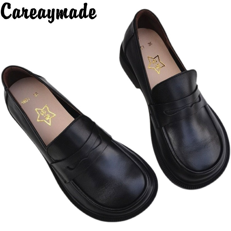 Leather Work Heels - Careaymade-gündelik kadın ayakkabısı Oxford ayakkabı üzerinde