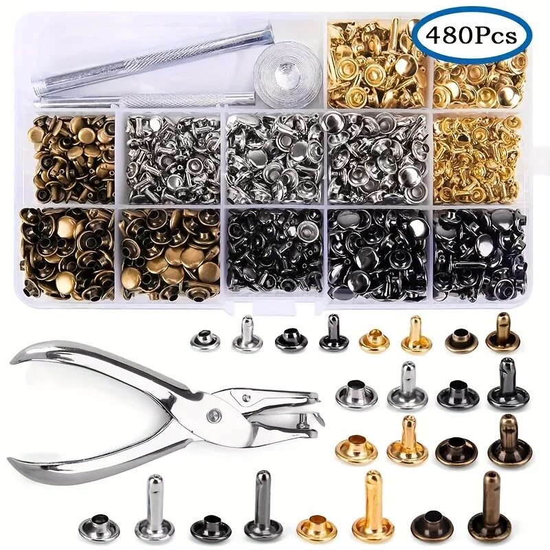 Rivet Setter Tool - Metal Çift Kapaklı Perçinler Çiviler Yuvarlak