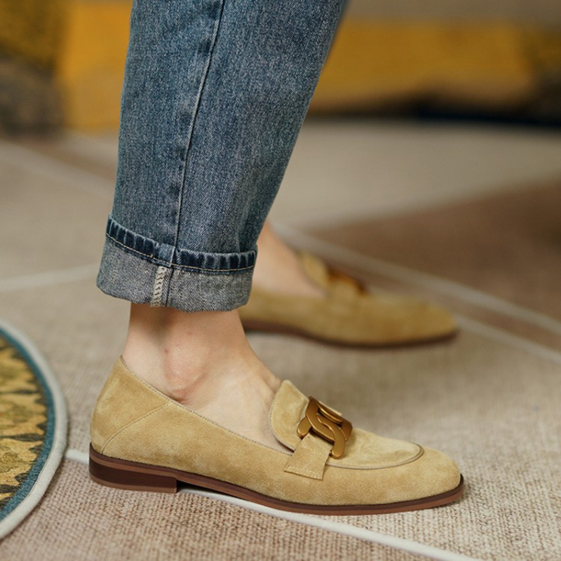 Süet deri kadın loafer'lar ilk - Leather Work Heels incelemesi ve fiyatı